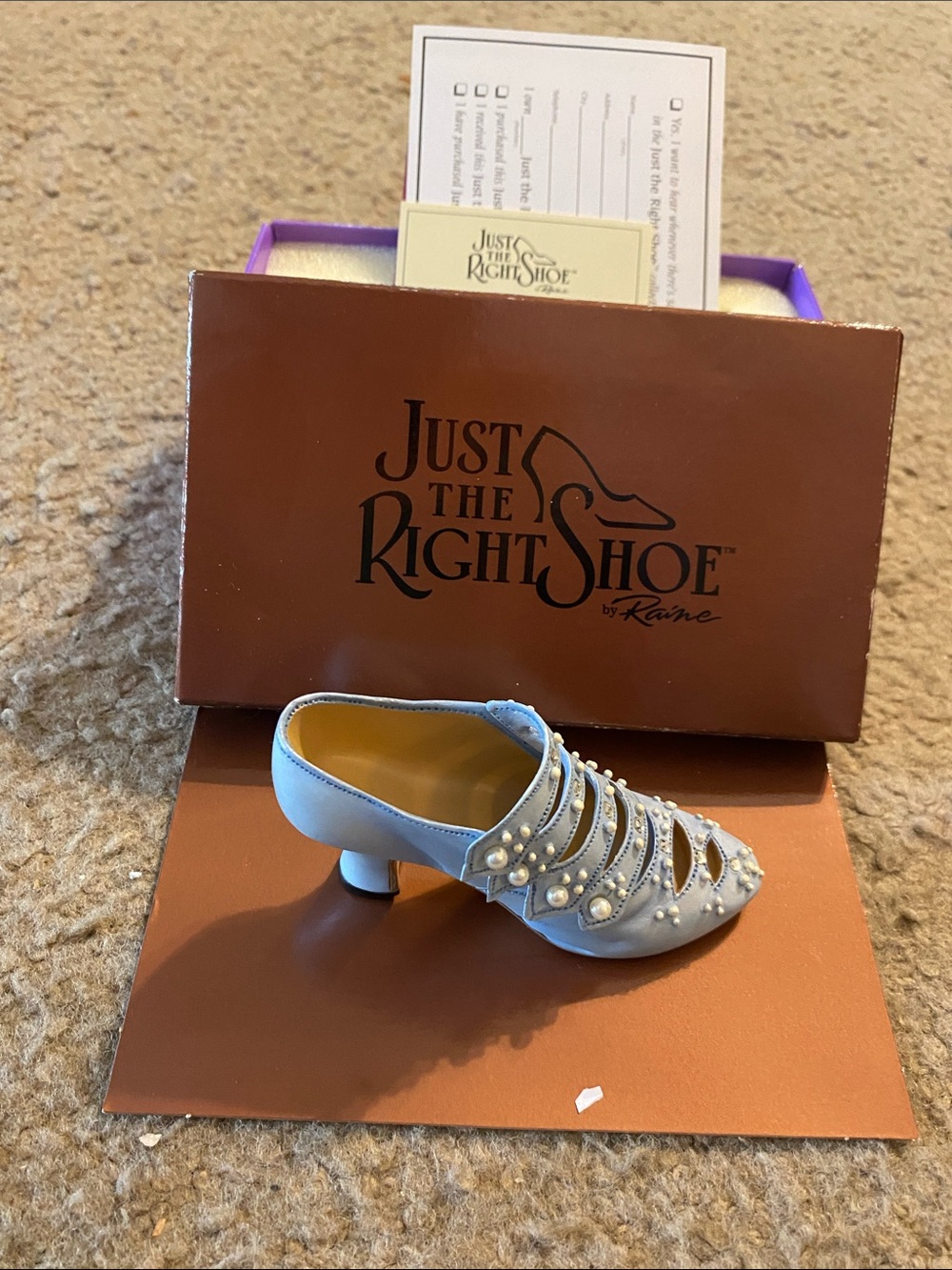 Just The Right Shoe “Promenade” Pale Blue Pearl-Strap Low Heel Pump